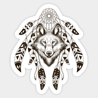 Dreamcatcher Wolf Sticker